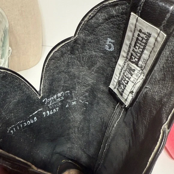 Tony Lama Vintage Black Leather Snake Cowboy Boots - Picture 14 of 17